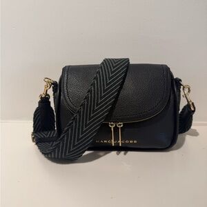 Marc Jacobs Black Crossbody Bag with Gold Accents and woven strap